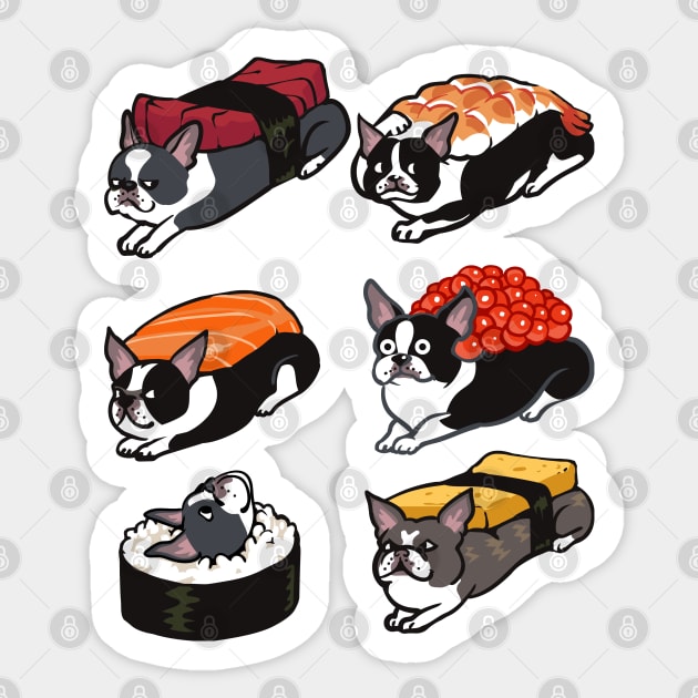 Sushi  Boston Terrier Sticker by huebucket